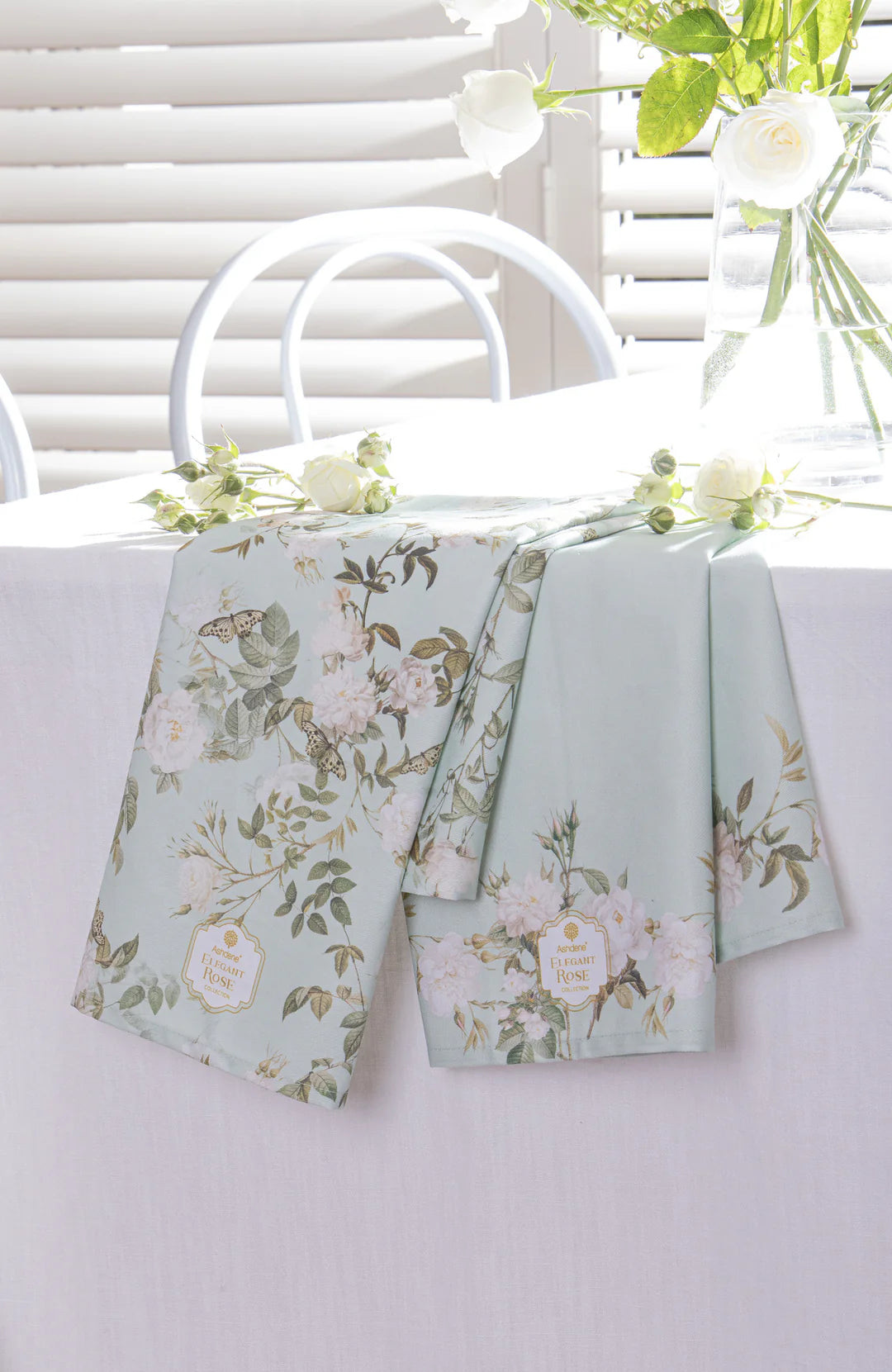 Ashdene Elegant Rose Mint Kitchen Towel - 2 pack - 70x50x0.2cm