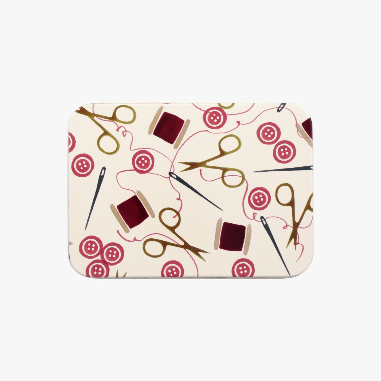 Emma Bridgewater Pink Crafting Small Shallow Tin - 14.2x3.7x10.1cm