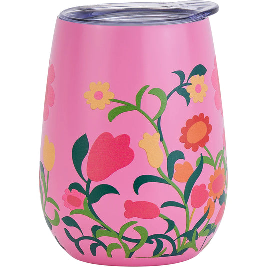 Annabel Trends Wine Tumbler - Double Walled -  Flower Patch