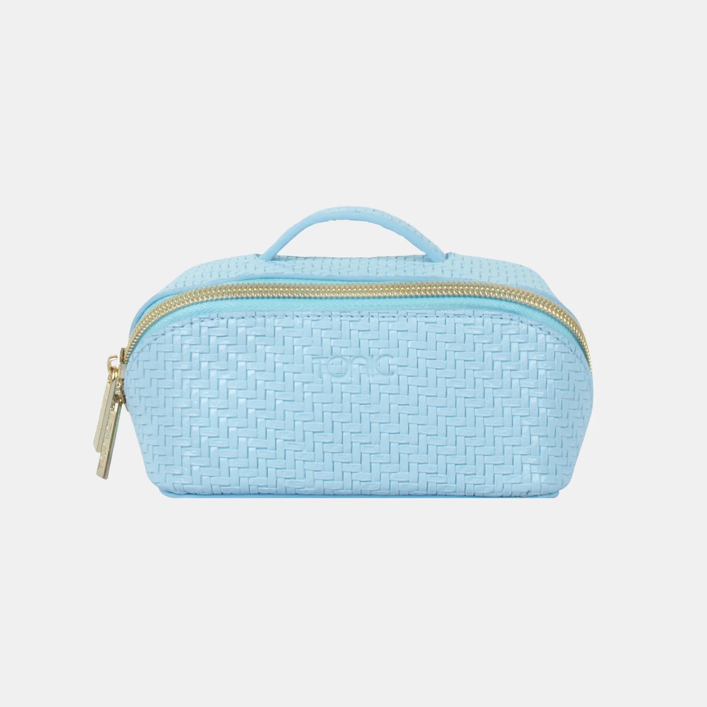 Tonic Australia Small Beauty Bag - Herringbone Bluebell - 14x7x7cm