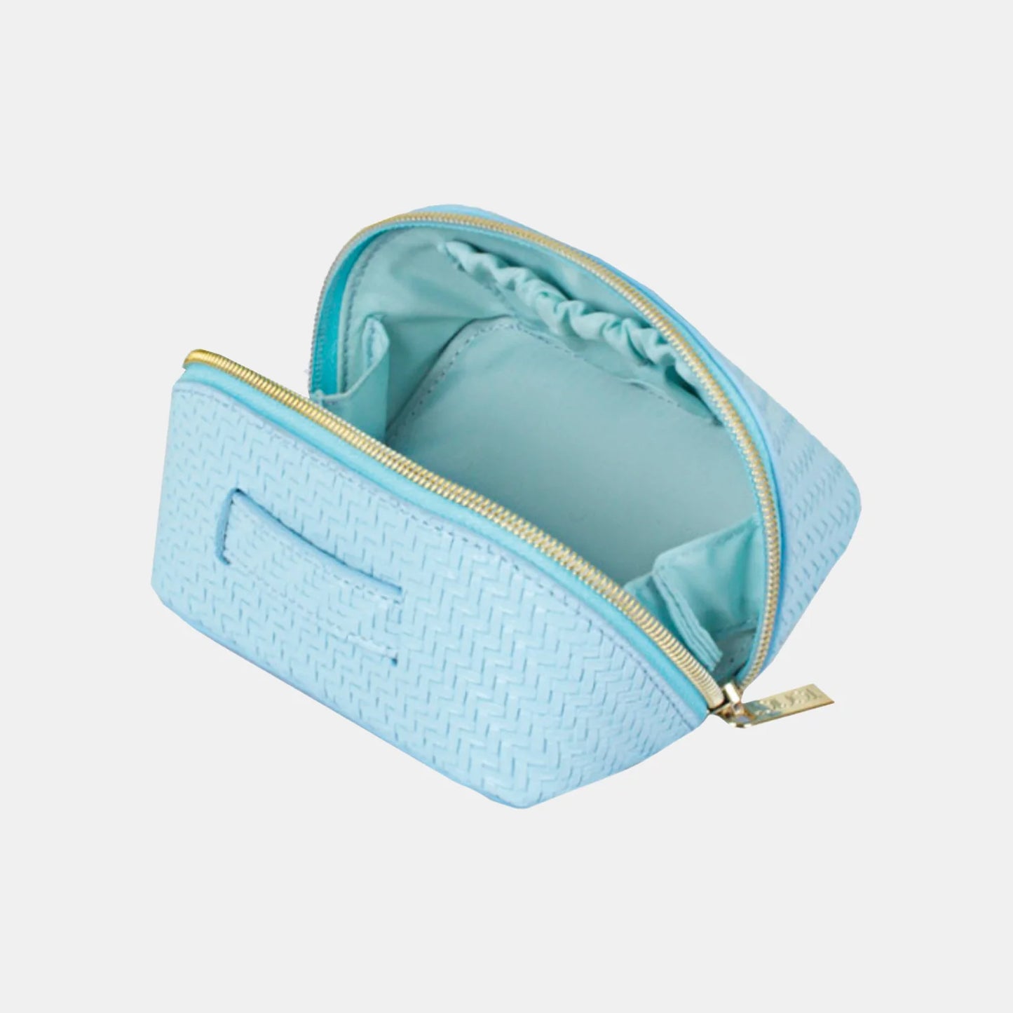 Tonic Australia Small Beauty Bag - Herringbone Bluebell - 14x7x7cm