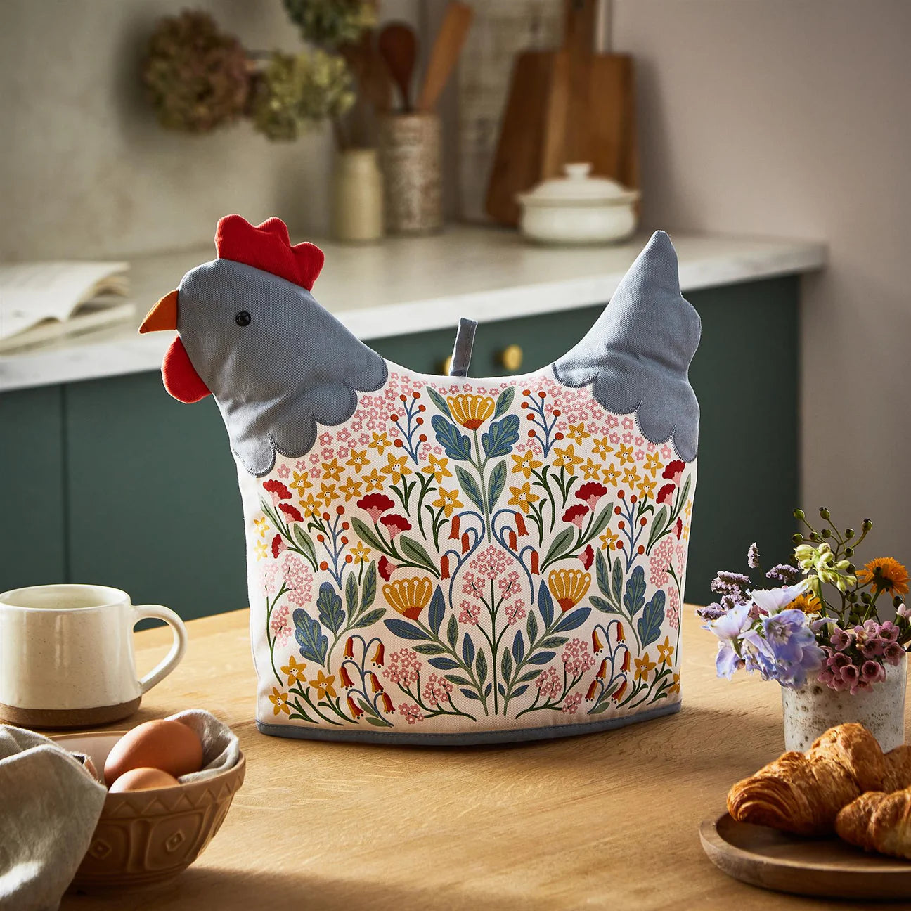 Ulster Weavers Folk Chicken Tea Cosy - Shaped One Size in Multi - 29 x 33 x 27cm