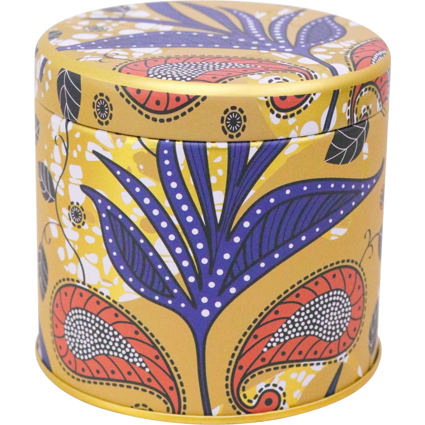 Lavida Floral Mustard Tin - Small - 8x8x8cm