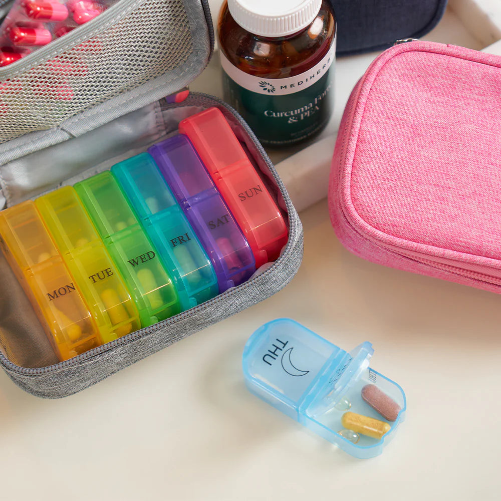 AT Travel 7 Day Pill Carrier - Pink - 15x10x4cm