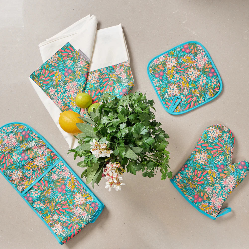 Annabel Trends Single Cotton Oven Mitt - Field of Flowers - 18x26cm