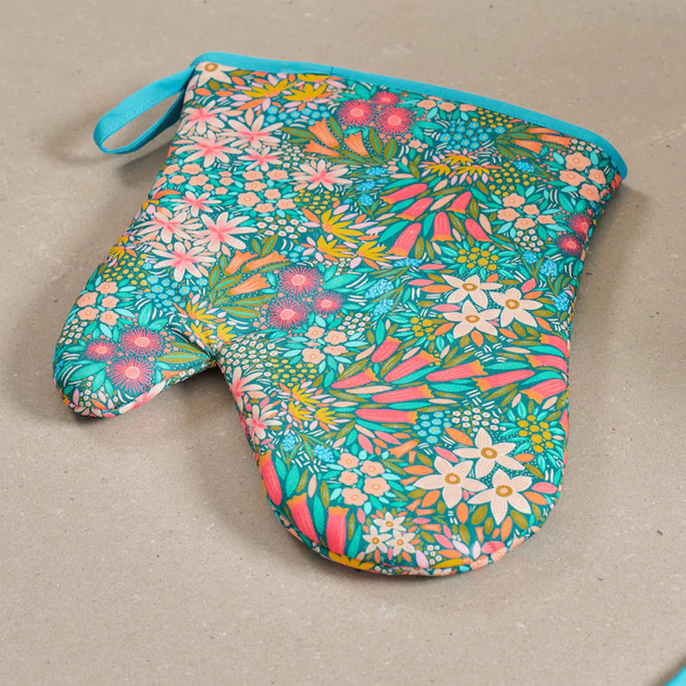 Annabel Trends Single Cotton Oven Mitt - Field of Flowers - 18x26cm