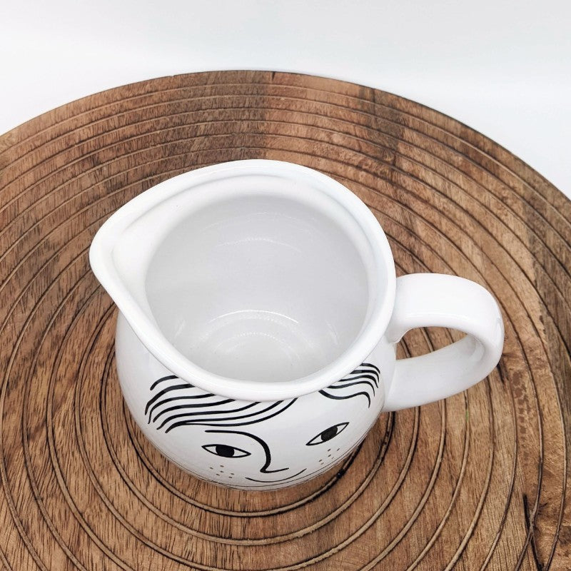 Casa Regalo Boy Milk Jug Creamer - Black and White - 13.5x10cm