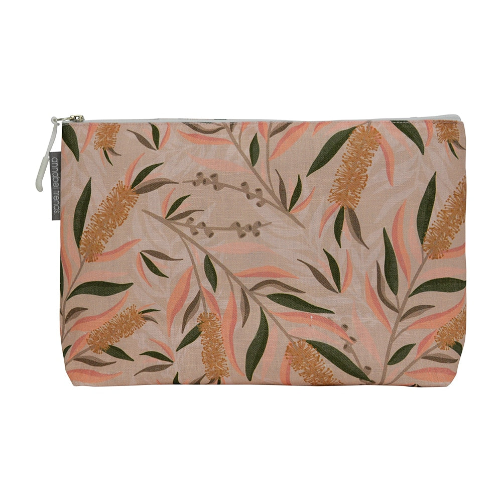 Annabel Trends Linen Cosmetic Bag - Light Bottlebrush - Large - 30 x 18cm