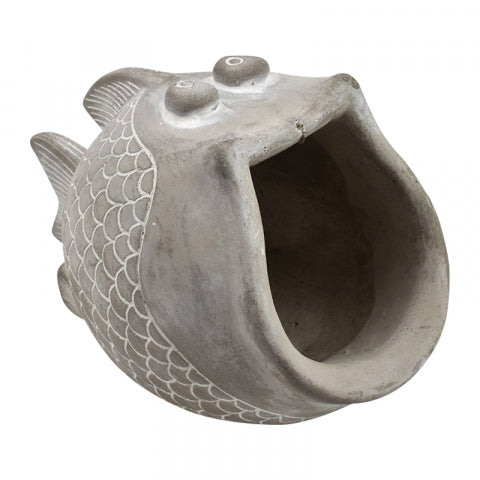 Life Botanic Fish Planter 20x11.5cm - White Wash