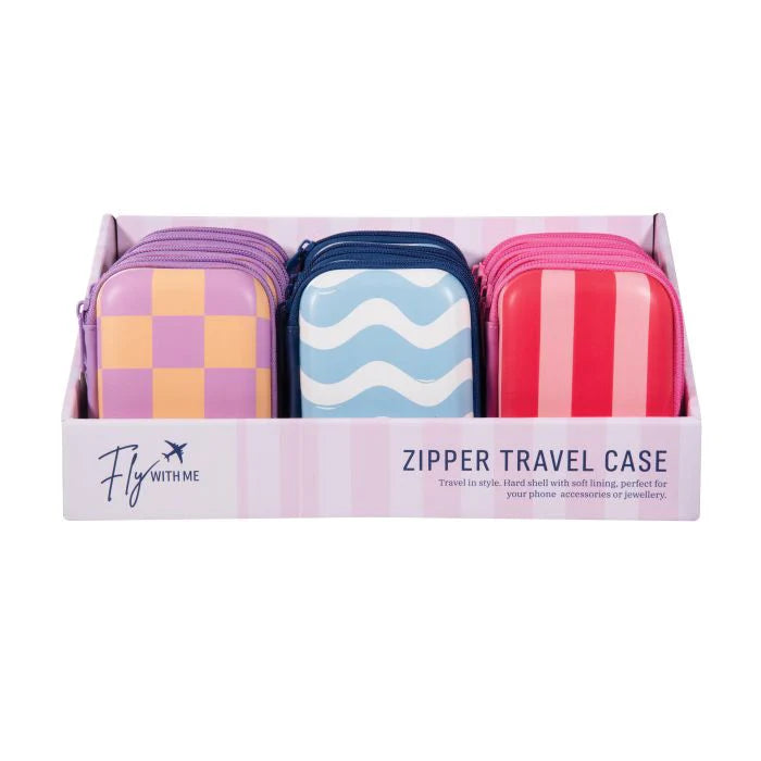 Canopy Interiors Fly With Me Zipper Case - Light blue and White - 8.5x5x12cm