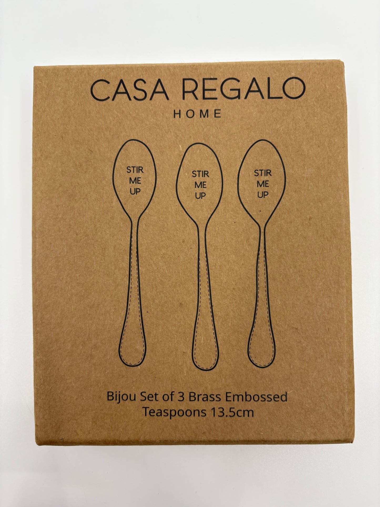 Casa Regalo Bijou Set of 3 Brass Embossed Teaspoons - 13.5cm
