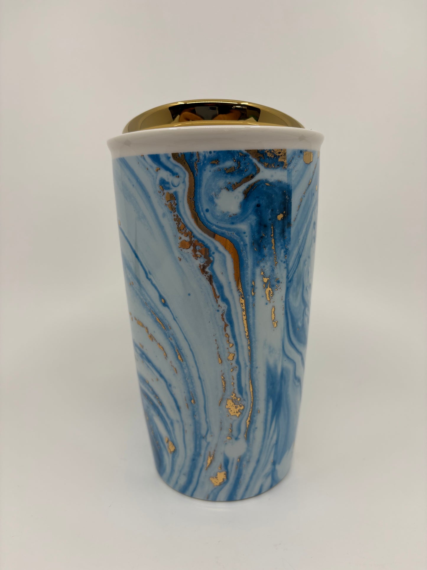Ashdene Mystic Marble Double Walled Reusable Travel Mug - Blue Glacier - 9x15cm