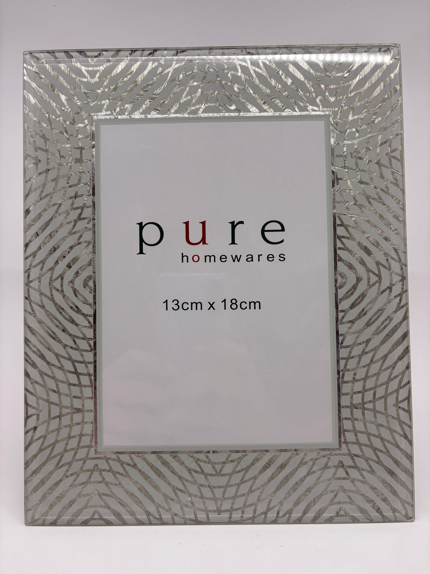 Pure Homewares Glass Mirrored Photo Frame - Patterned Silver - 13x18cm