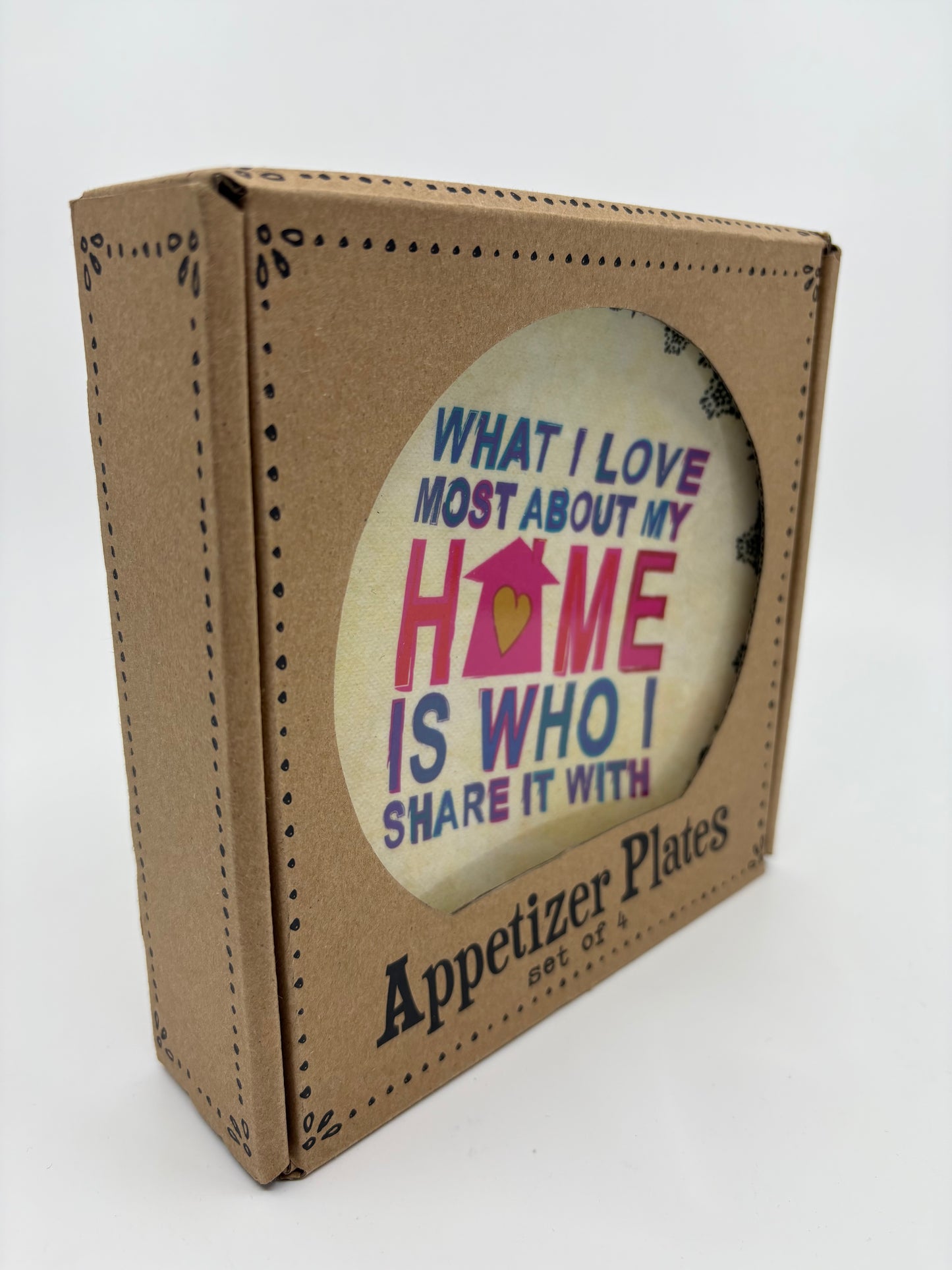 Natural Life Appetiser Plates - What I love Most About Home Is Who I Share it With - Set of 4