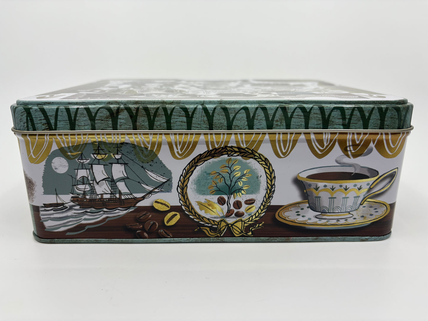 Gillian Martin Coffee Biscuit Tin - 19.5cm x 15.4cm x 7.5cm