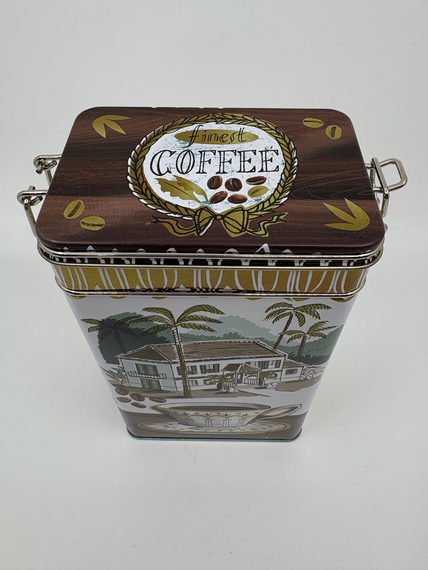 Gillian Martin Coffee With Clip Lid Metal Storage Tin - 10.8cm x 7.3cm x 18.3cm
