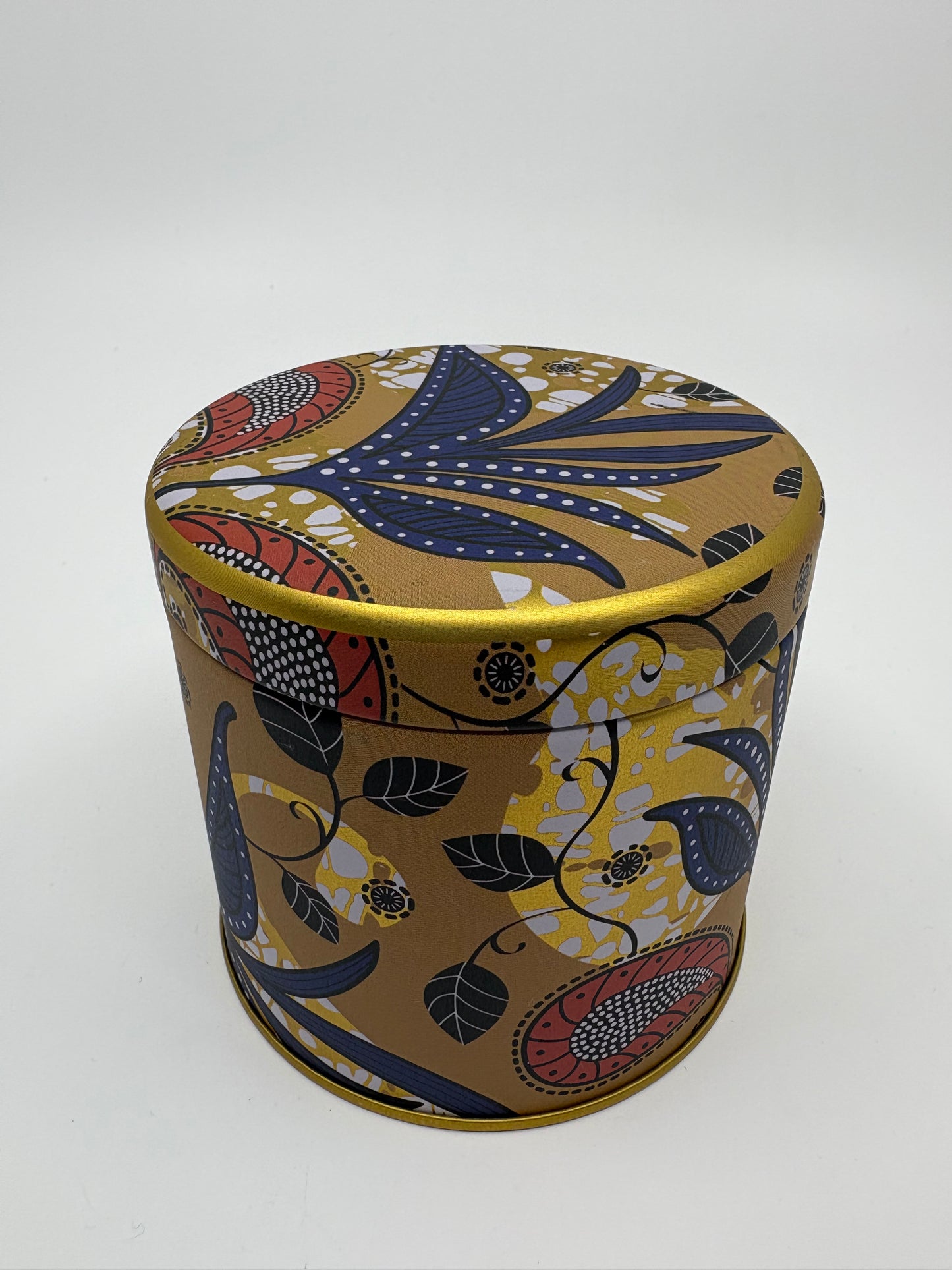 Lavida Floral Mustard Tin - Small - 8x8x8cm
