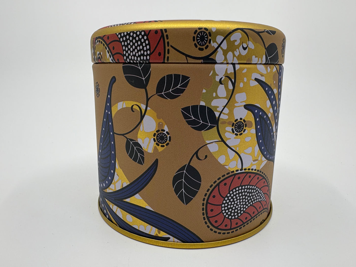 Lavida Floral Mustard Tin - Small - 8x8x8cm