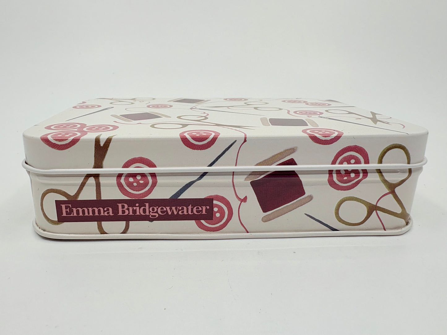 Emma Bridgewater Pink Crafting Small Shallow Tin - 14.2x3.7x10.1cm