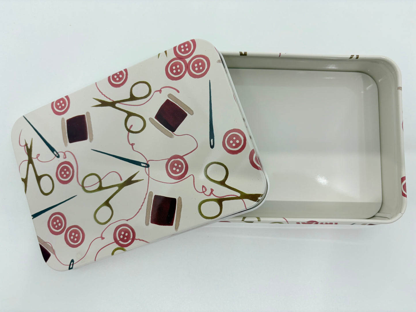 Emma Bridgewater Pink Crafting Small Shallow Tin - 14.2x3.7x10.1cm