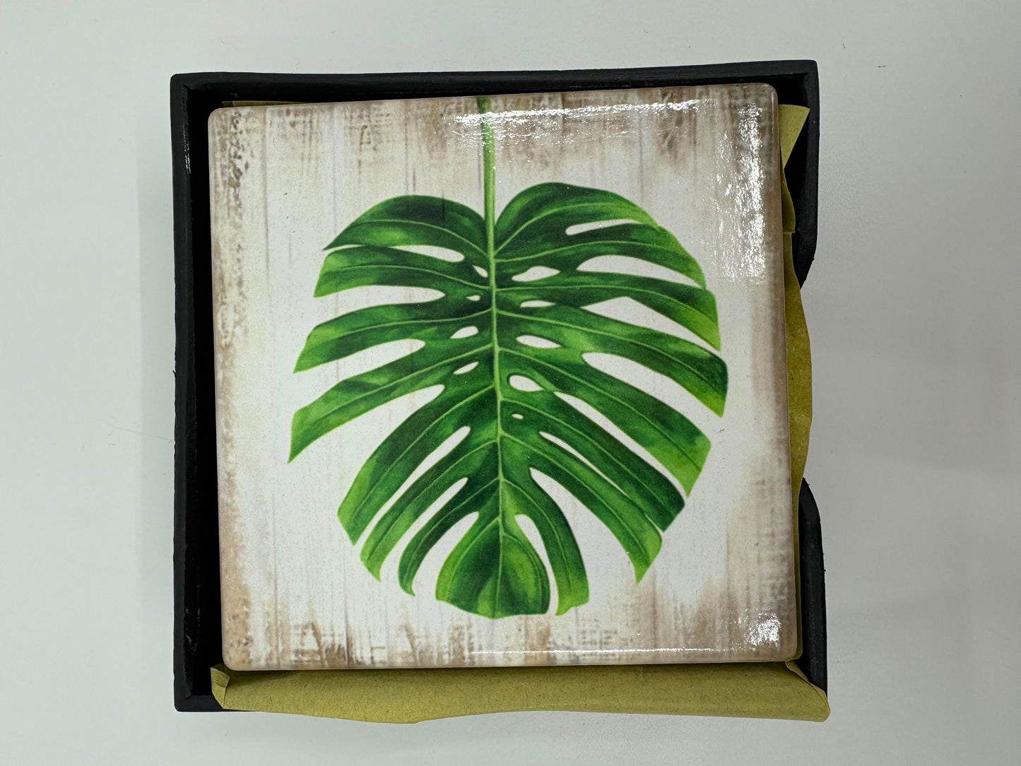 Palm Leaves Set of 4 Ceramic Coasters - 12x12cm