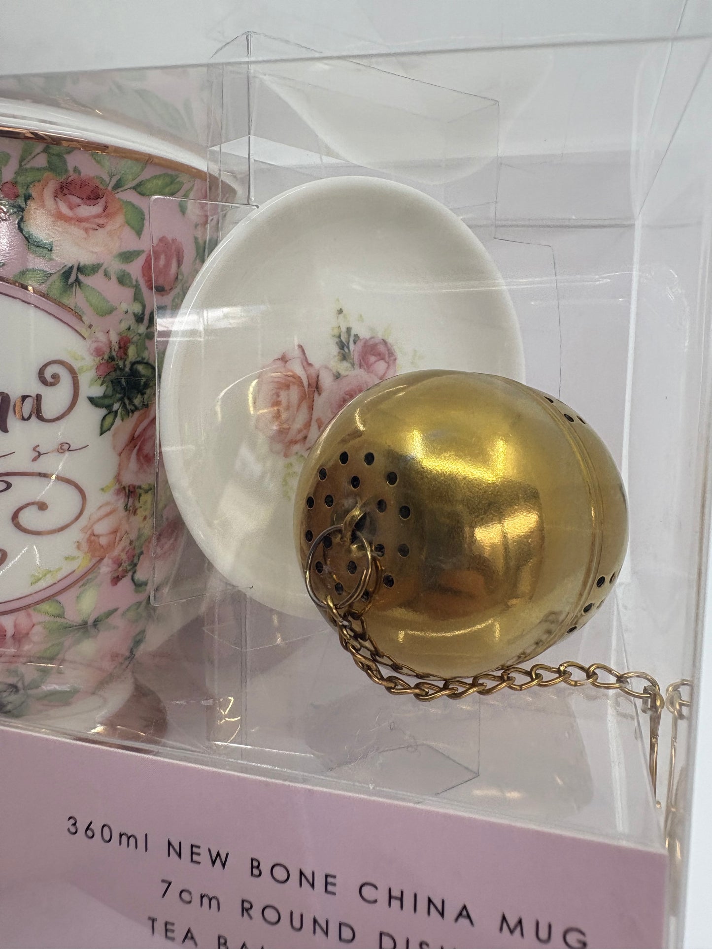 Nonna You Are So Loved 3 Pieced Gift Set - 360ml Mug, Round Dish and 7cm Tea Strainer