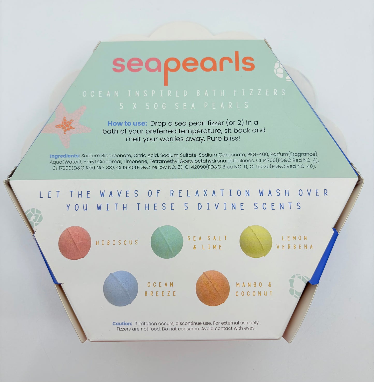 Annabel Trends Bath Fizzers - Shelly Beach Sea Pearls - 5x50g pieces