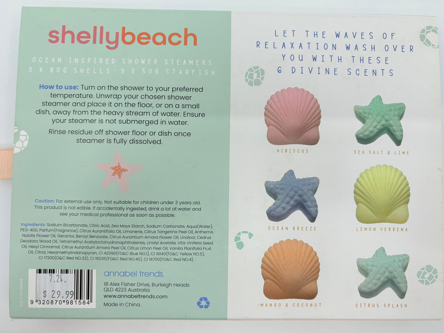 Annabel Trends Shower Steamer Gift Box - Shelly Beach 6pc