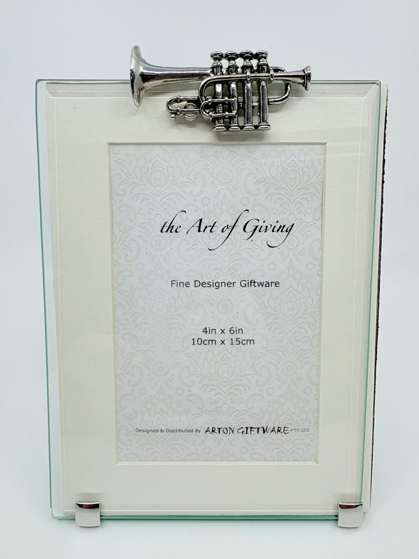 Glass and Pewter Photo Frame - Trumpet