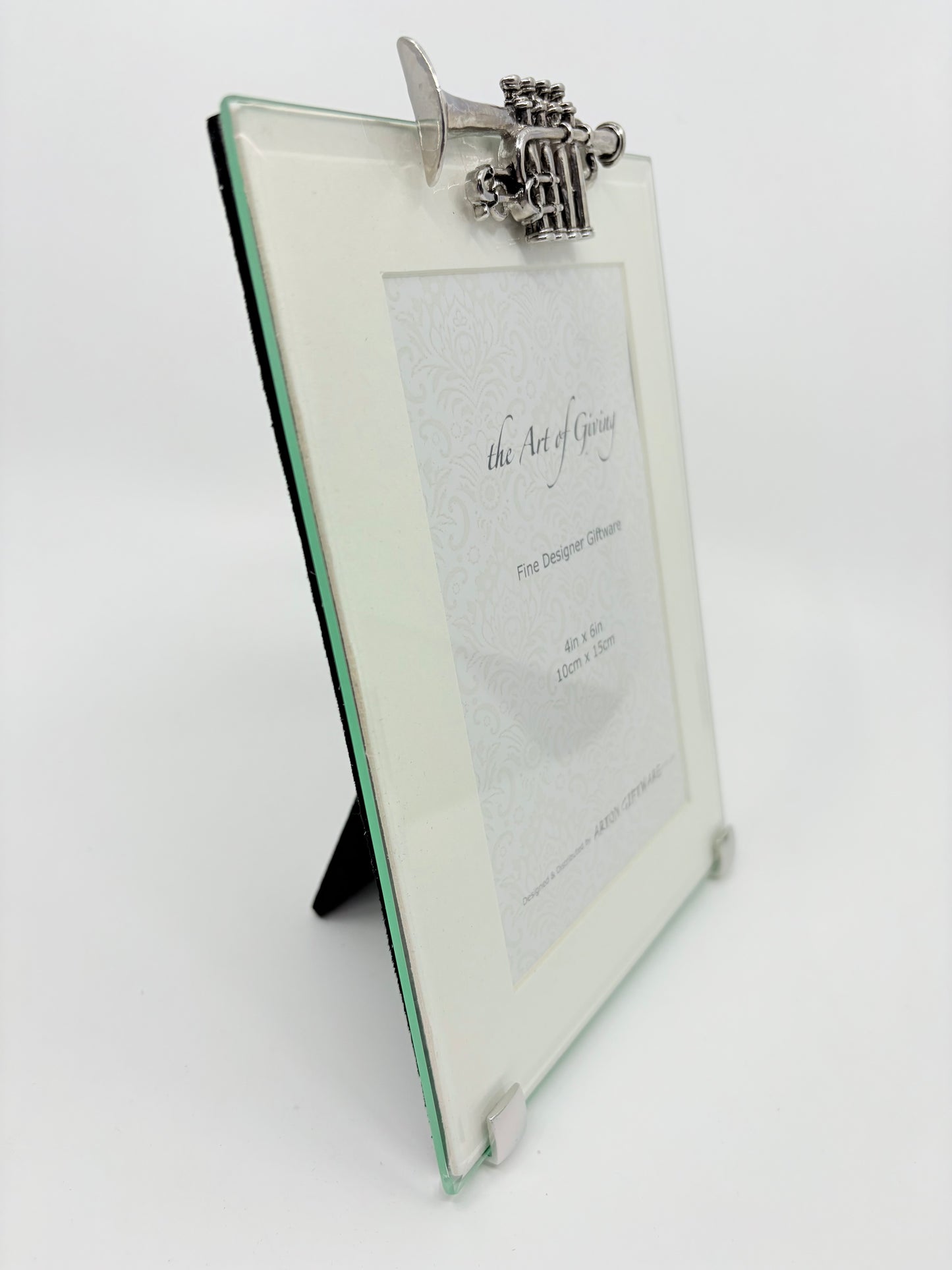 Glass and Pewter Photo Frame - Trumpet