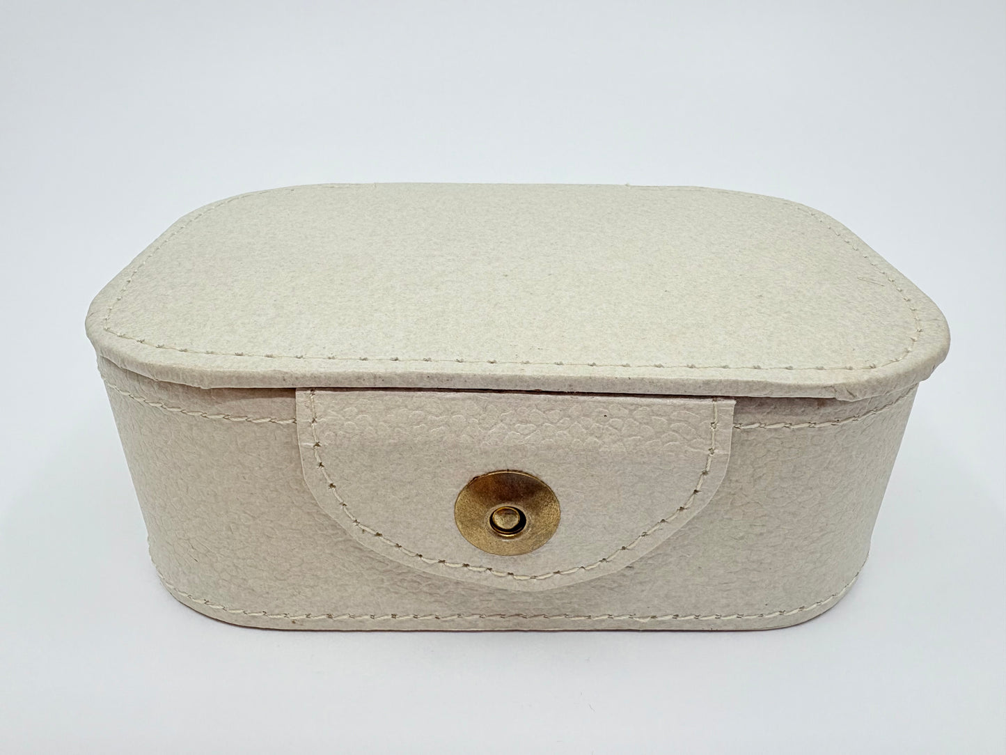 Rayell Cosmetics Case with Mirror - Vinyl with Velvet inlay - Small - Beige - 16x11x6.5cm