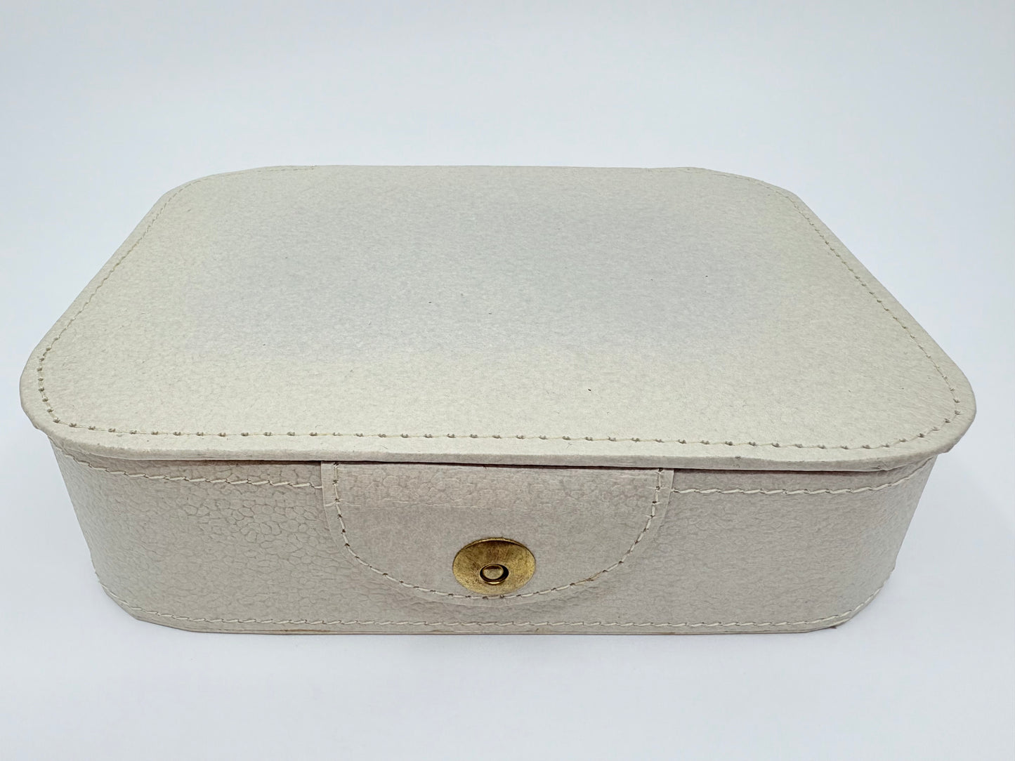 Rayell Cosmetics Case with Mirror - Vinyl with Velvet inlay - Large - Beige - 21x16x5cm