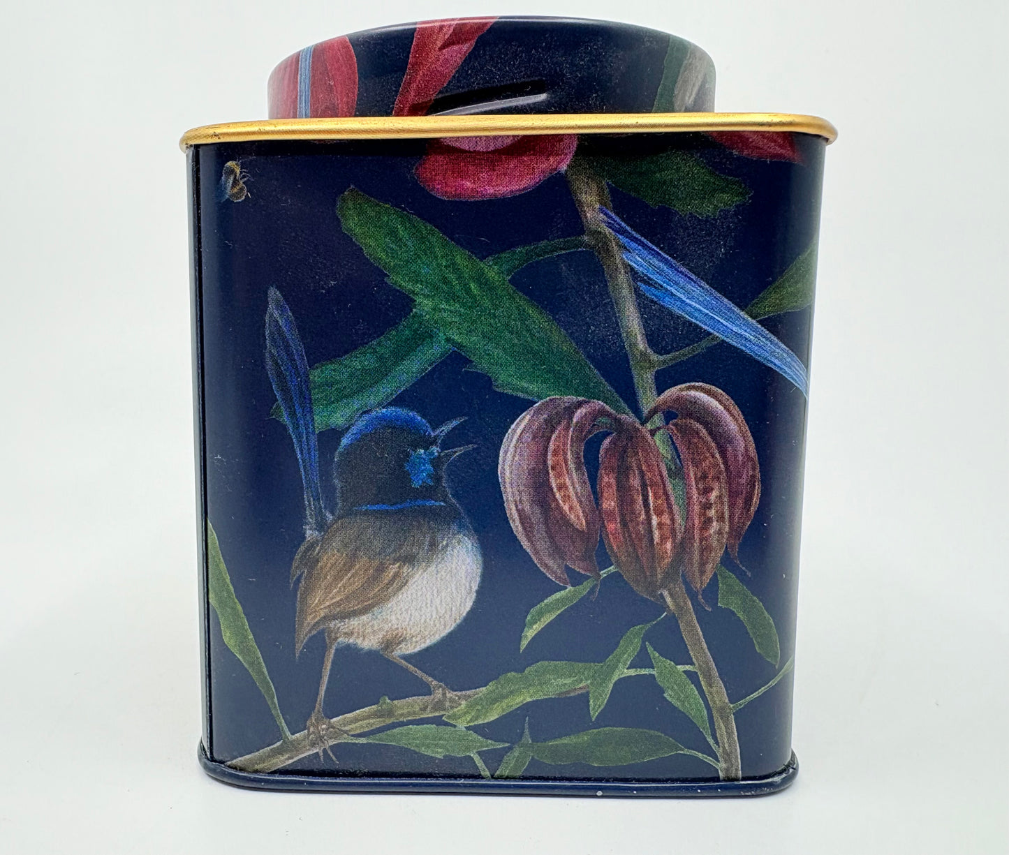 Australian Bird Tin Container - Blue Wren - 11x9x9cm