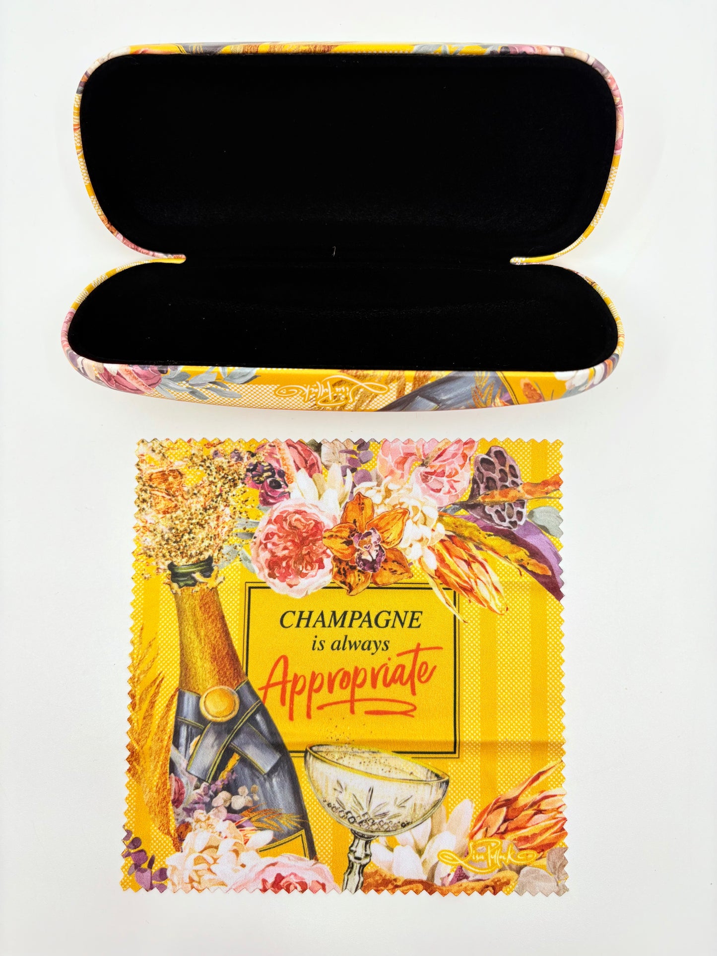 Champagne Always Glasses Case and Cleaning Cloth - 18x8x5cm