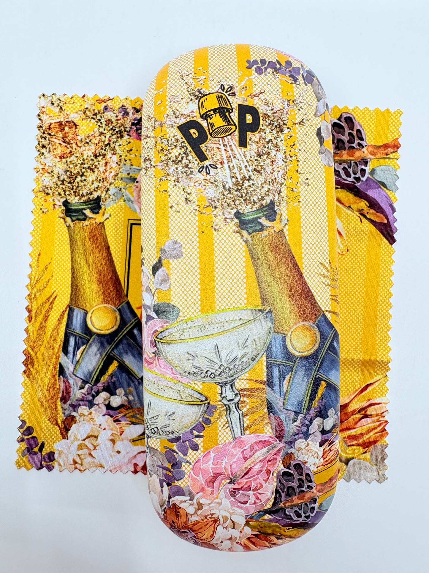 Champagne Always Glasses Case and Cleaning Cloth - 18x8x5cm