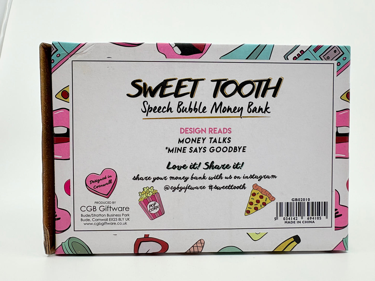 Sweet Tooth Money Talks Speech Bubble Ceramic Money Bank - Pink - 16x12x6cm