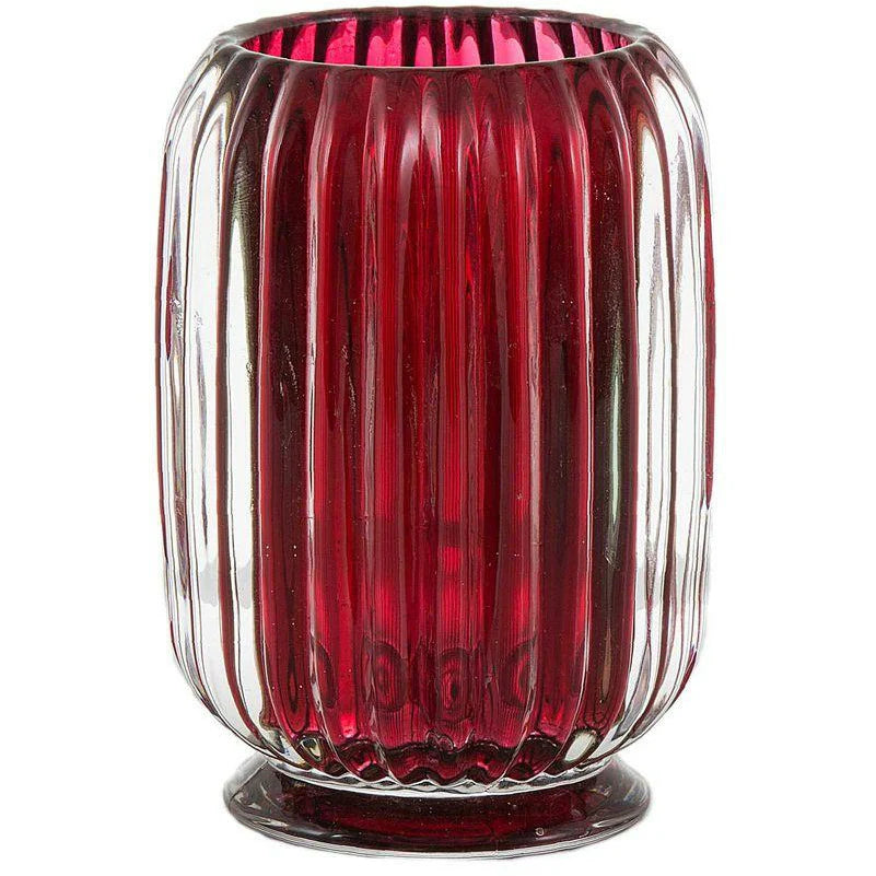 Florabelle Living Glass Ridged Tealight Holder - Mulberry - Large - 9x9x14cm
