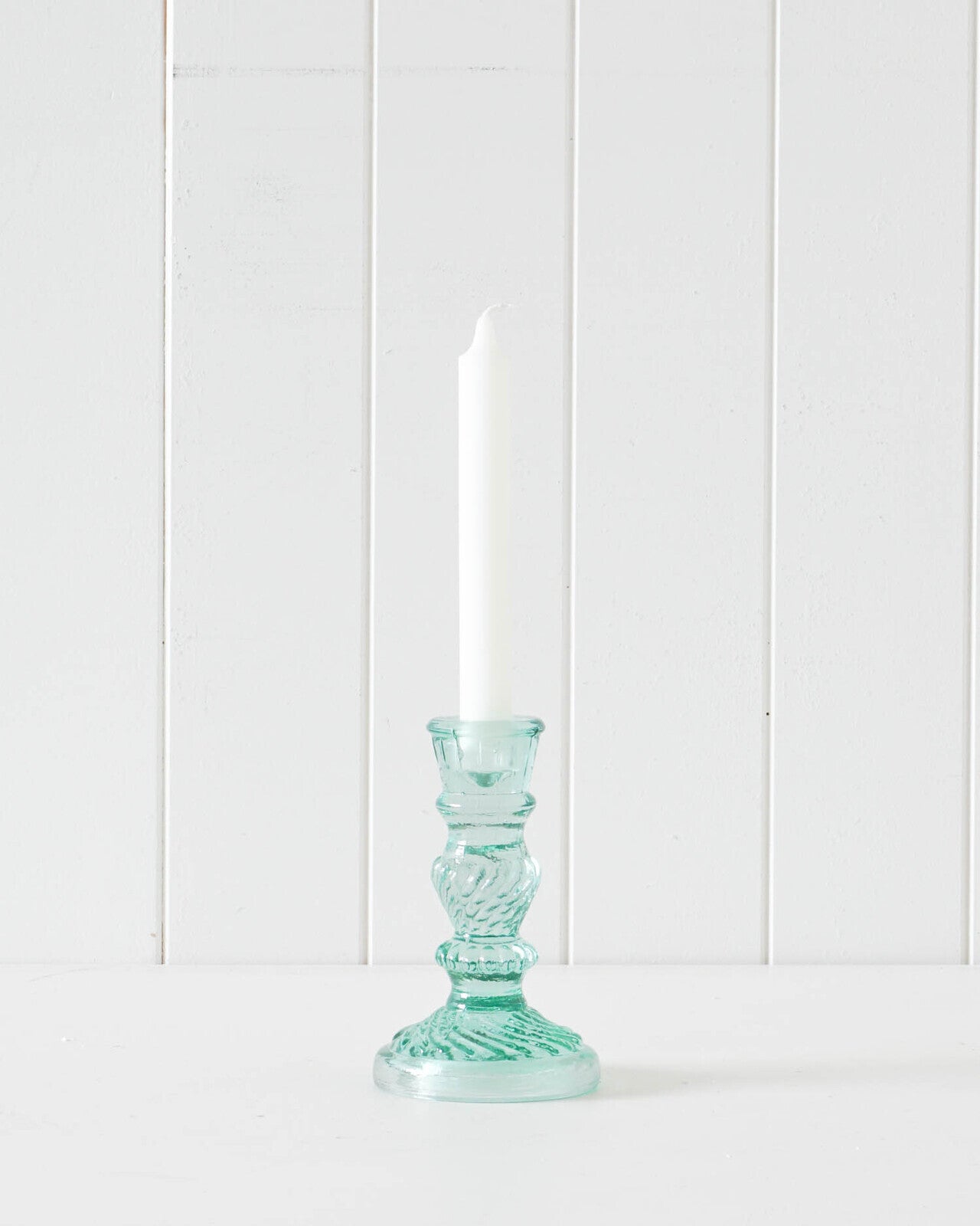 Rayell Villa 22cm Glass Stick Candle Holder - Large - Green