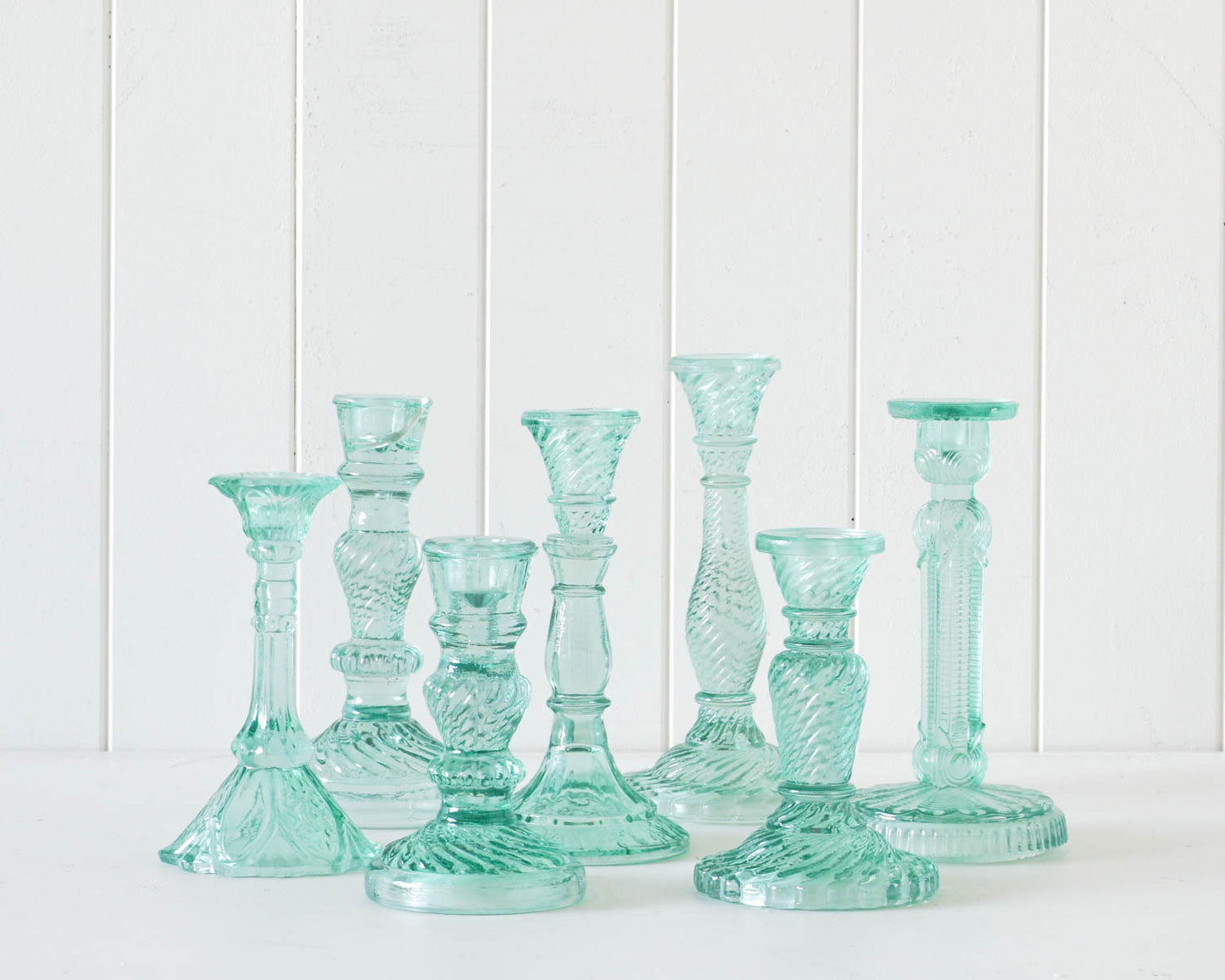 Rayell Villa 22cm Glass Stick Candle Holder - Large - Green