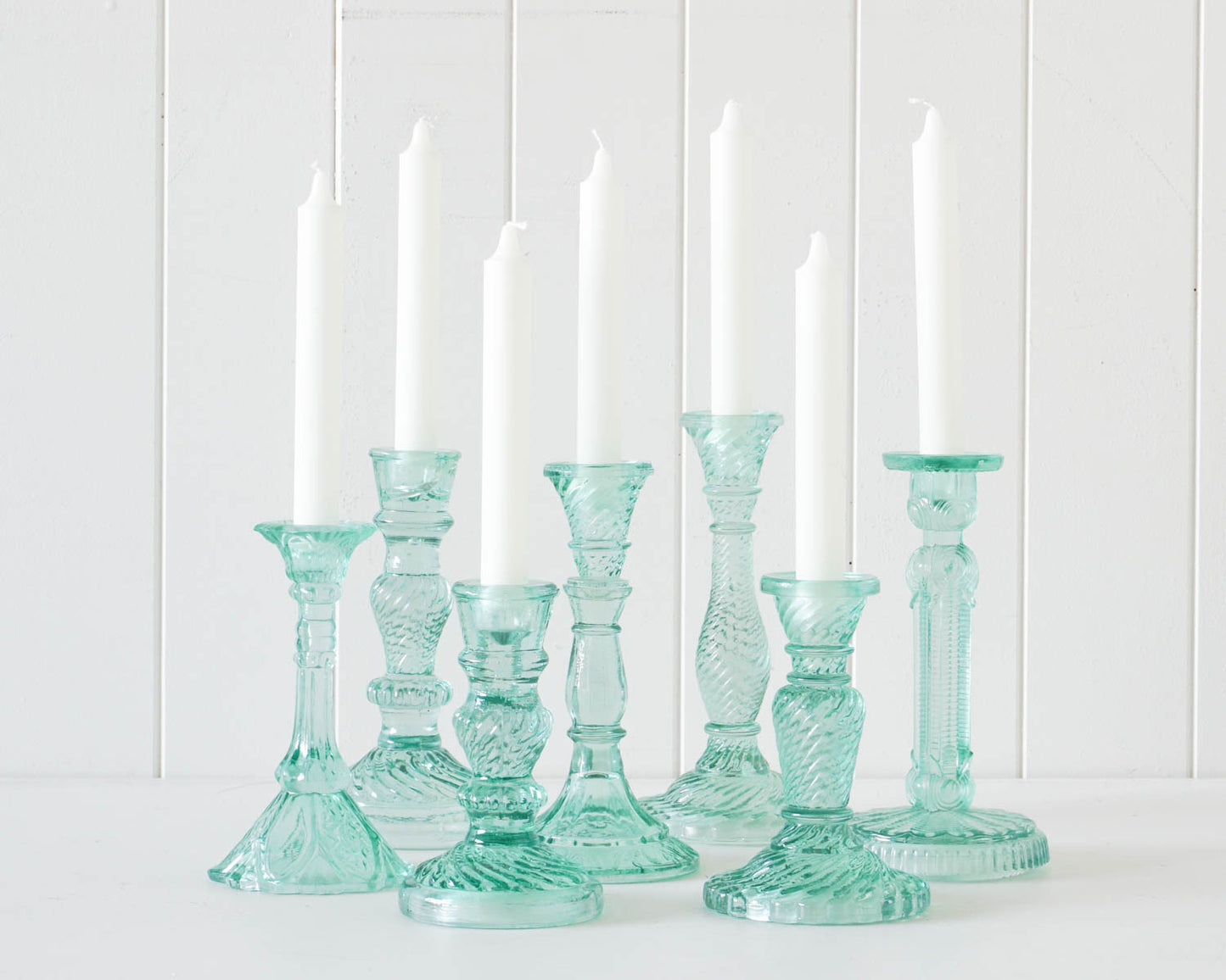 Rayell Villa 22cm Glass Stick Candle Holder - Large - Green