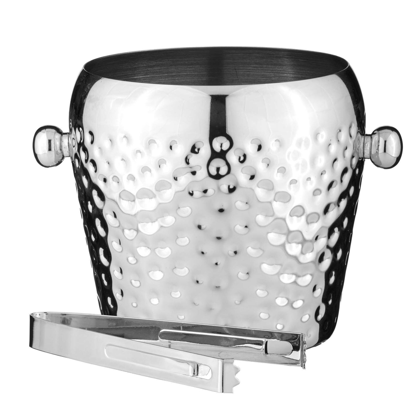 Tempa 2 Piece Spencer Hammered Ice Bucket & Tongs Set - Silver - 13x10.5x1.5cm