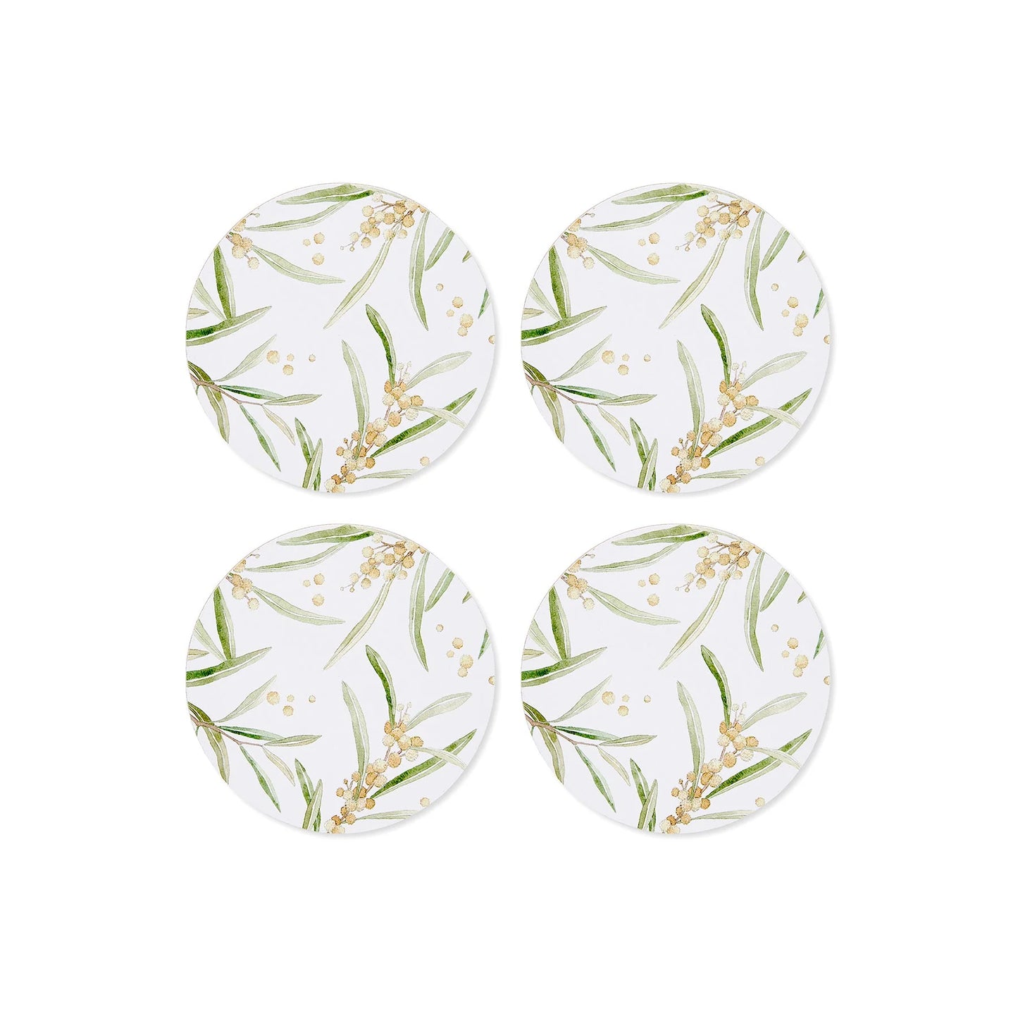 Madras Link Golden Wattle Round Coaster - Set of 4