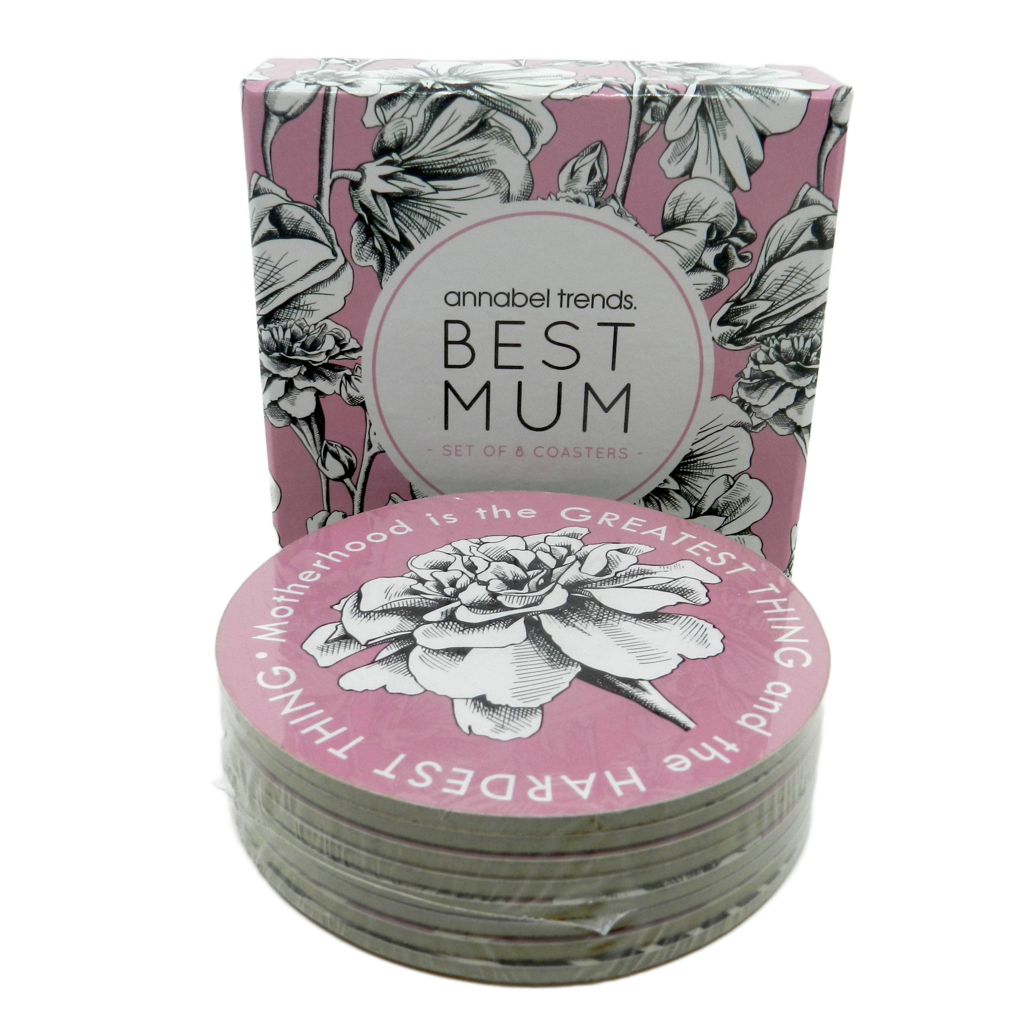 Annabel Trends Best Mum Set of 8 Coasters - 10cm