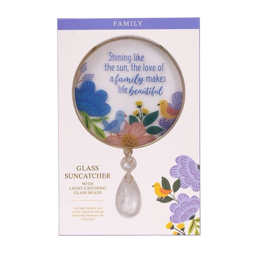 Splosh Family Glass and Metal Hanging Suncatcher Window Decoration - 12x26cm