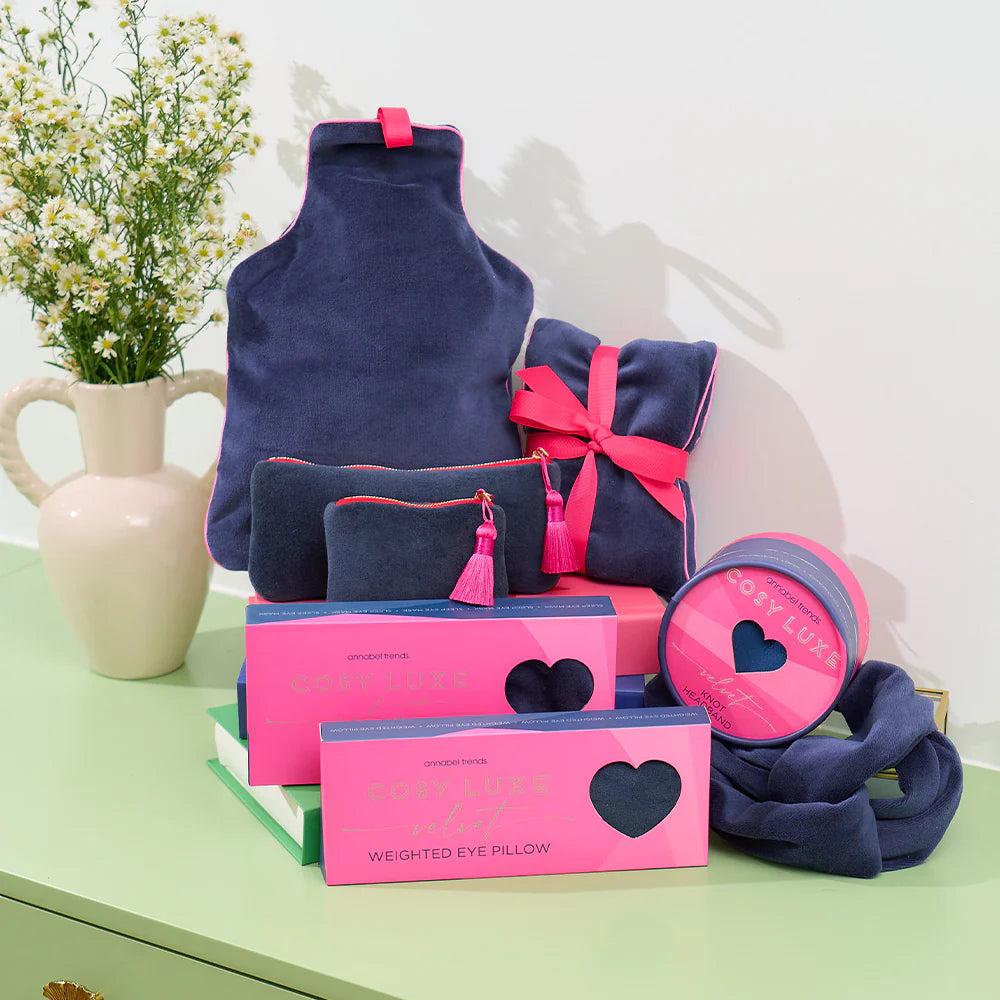 Annabel Trends Velvet Hot Water Bottle Cover - Cosy Luxe - Sapphire Blue - 37x23cm