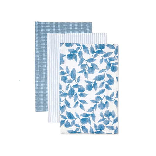 Riviera Blue Tea Towel - Pack of 3 - Madras Link