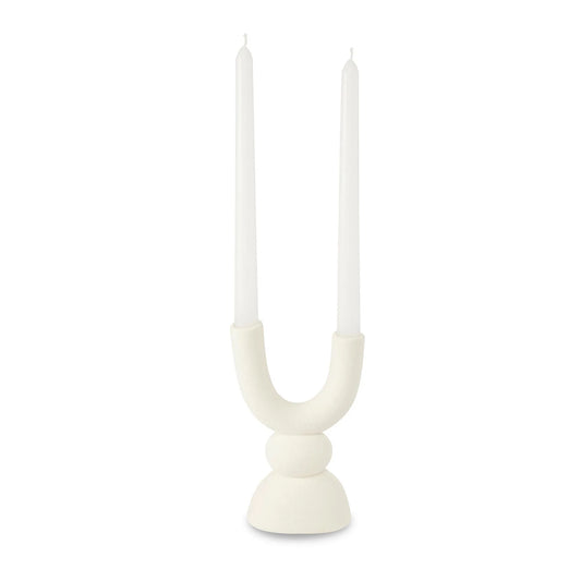 Double Candle Holder - Matte White - Madras Link
