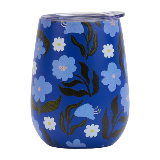 Annabel Trends Double Walled Wine Tumbler – Nocturnal Blooms with Matte Finish