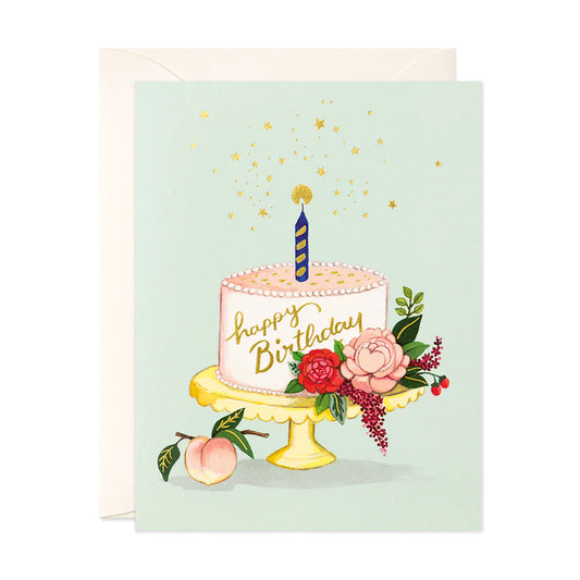 Peach Cake Birthday Greeting Card
