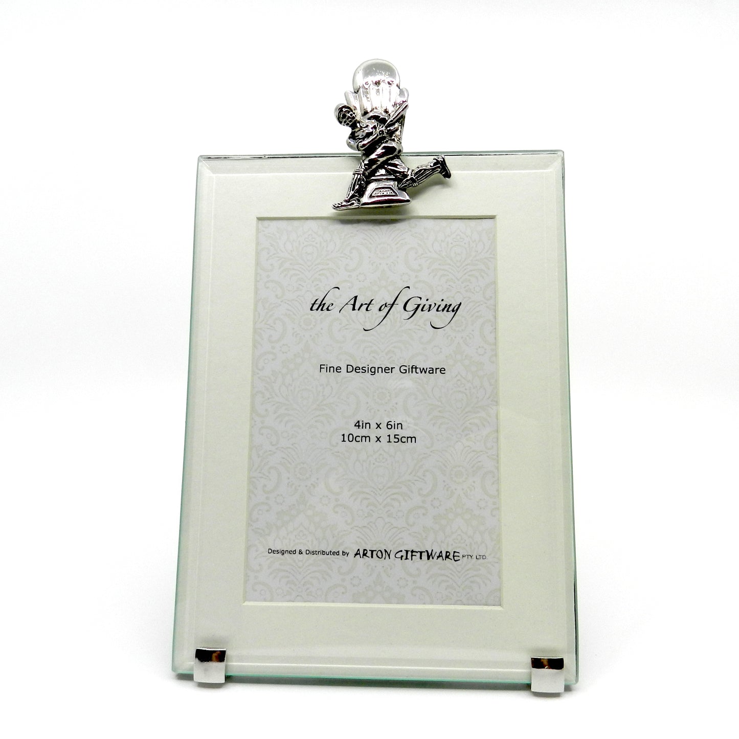 Glass and Pewter Photo Frame - Cricket - 10x15cm